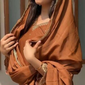Women's Georgette Sequence Moti Work Straight Kurti With Salwar and Dupatta Set
